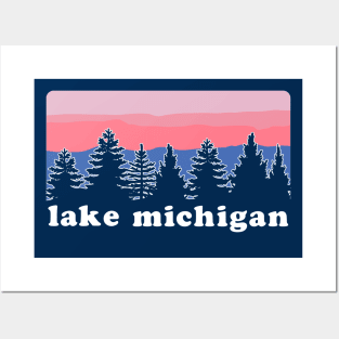 Lake Michigan Pine Tree Sunset Posters and Art